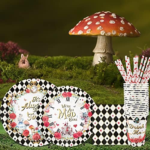 Recheel Alice In Wonderland Party Plates Set, Wonderland Party Decorations - Image 3