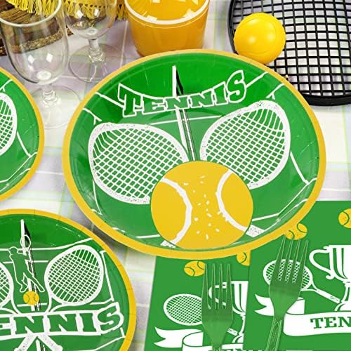 Wiooffen 96 Pcs Tennis Party Supplies for 24 Guests Tennis Ball Sports Games Party Decorations Softball Theme Party Tableware Set Include Paper Plates Napkins Forks - Image 5