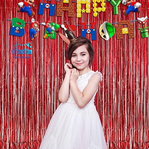 GREATRIL Red Fringe Curtains Party Streamers Backdrop Foil Tinsel Curtain Decoration for Stranger Theme Party Christmas Valentines Day Party 2 Pack - Image 6