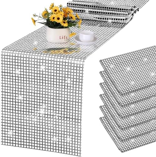 durony Mirror Disco Party Table Runner, 11 x 108 Inch, Silver by durony