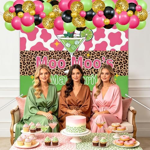 TWO WILD Moo Moos And Margaritas Party Decorations Moo Moos And Margaritas Decorations Cow Print Backdrop With Balloon Garland Kit For Bachelorette Birthday Bridal Shower Party Photo Booth Props - Image 4