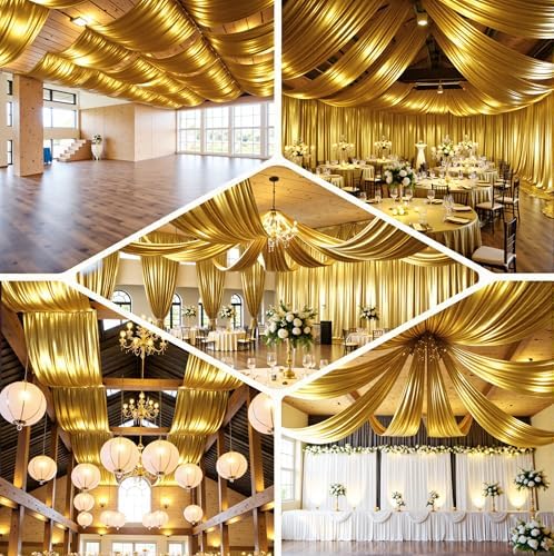 12 Panels 5ft(W) x 20ft(L) Gold Backdrop Curtain for Wedding Parties - Image 5