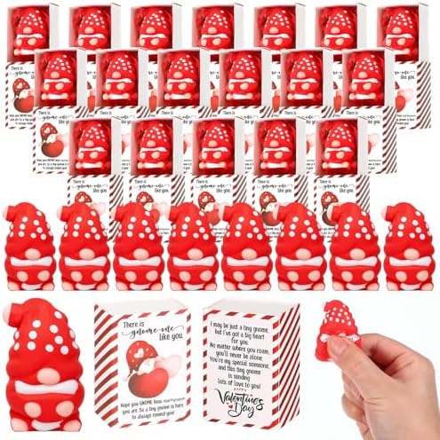 24 Sets Valentines Gnome Gifts Stress Ball with Boxes by Wettarn