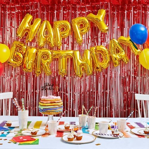 10 Pack Red Foil Curtain Backdrop 3.2ft x 9.8ft Metallic Tinsel Foil Fringe Curtains Streamer Photo Booth Backdrop for Birthday Party Engagement Bachelorette Party Decorations (Red) - Image 6