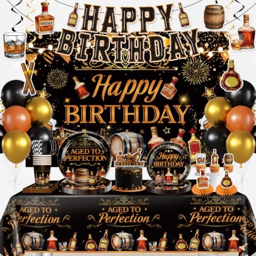 212PCS Aged to Perfection Birthday Decorations Men Serves 25 by Yingoto