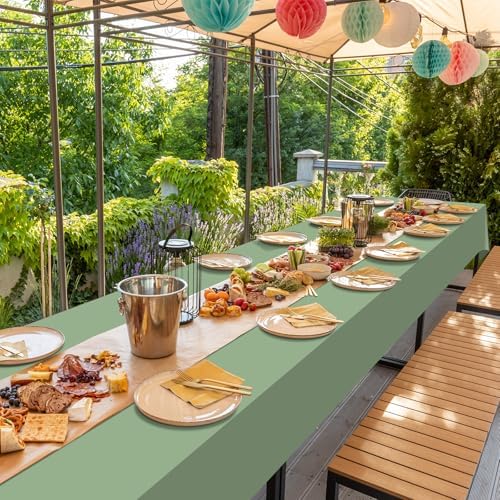 32 Pack Sage Green Plastic Tablecloth for Rectangle Tables, Premium Decorative Sage Disposable Table Cloths for Parties, Rectangle Party Table Cover for Birthday Wedding Baby Shower Party, 54x108 Inch - Image 7