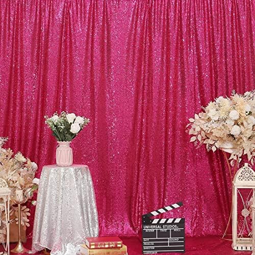 Poise3EHome 8FT x 10FT Sequin Photography Backdrop Curtain for Party Decoration, Hot Pink by Poise3EHome