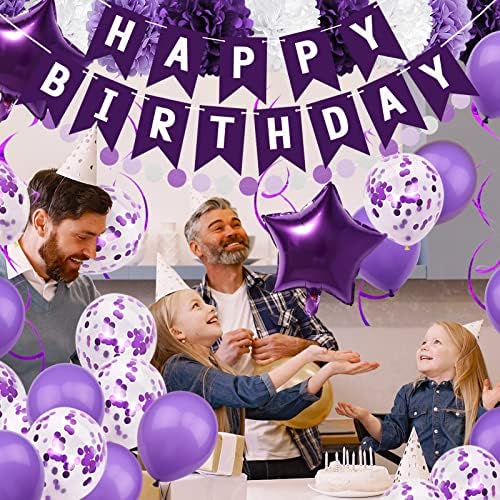 Purple Party Decorations with Banner - Women Girls Engagement, Anniversary & Birthday Supplies - Image 7