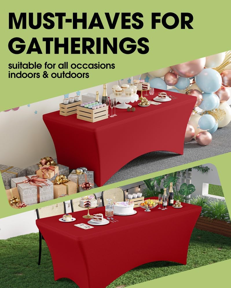 Pureegg Spandex Tablecloth 6ft 2 Pack Red - Image 3