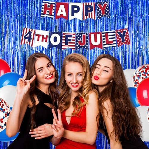 Melsan Blue Foil Curtain Backdrop for Birthday Decorations, 2 Pack - Image 5