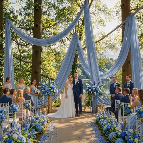 10ftx40ft Dusty Blue Ceiling Curtain for Wedding Parties by PartyVillage