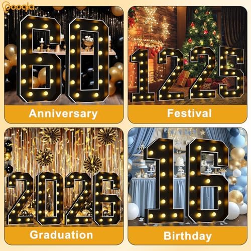 Pooqla 4FT Marquee Light Up Numbers 4 for 4th 40th Birthday Decorations - Image 7
