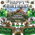 182 Pcs Dinosaur Birthday Party Decorations (Serves 24), Dino Party Decorations Include Banner Hanging Plates Napkins Cups Forks Knifes Tablecloth Topper Balloons for Party by Kinovo