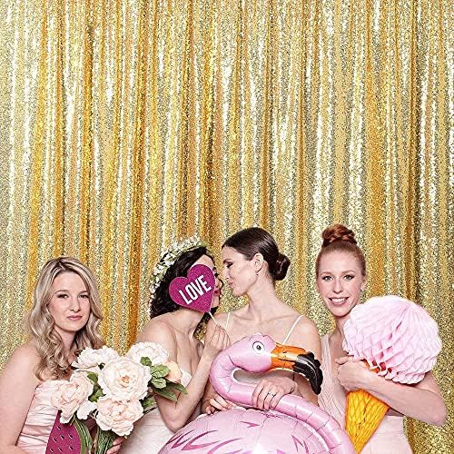 Poise3EHome Gold Sequin Backdrop Curtain, 10Ft x 10Ft Golden Glitter Photography Background Curtains, Sequence Backdrop Drapes for Party Festival Decor - Image 3