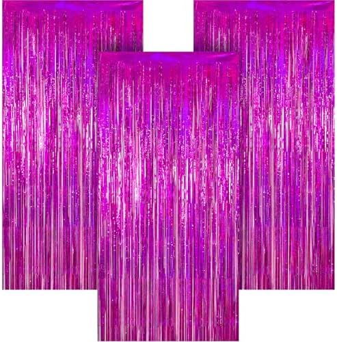 3 Pack 3.28ft x 6.56ft Glitter Rose Tinsel Foil Fringe Curtains, Photo Booth Backdrop Party Decorations for Birthday Wedding Baby Shower Graduation Bachelorette New Years by Unknown