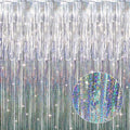 GOER 3.2 ft x 8.2 ft Metallic Tinsel Foil Fringe Curtains Party Photo Backdrop Party Streamers for Birthday,Graduation,New Year Eve Decorations Wedding Decor (1 Pack, Shiny Silver) by GOER