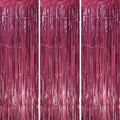 Voircoloria Burgundy Foil Fringe Backdrop Curtains, 3.3x8.2ft, 3 Pack by Voircoloria