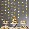Gold Silver Shining Star Hanging Garland Gold and Silver Hanging Sparkling Star Streamer Glitter Bunting Banner Twinkle Backdrop for Wedding Baby Shower Birthday Christmas Decorations 40 Feet by Eeatour