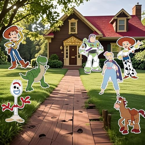 Toy Inspired Story Themed Happy Birthday Yard Signs,7PCS Party Set with Stakes, Outdoor Lawn Garden Decor for Birthday - Image 3