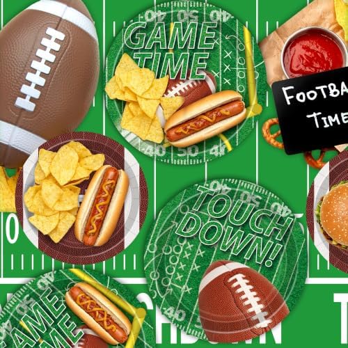 122 Pcs Football Plates and Napkins Serves 30 Guests Football Table Cloth - Image 4