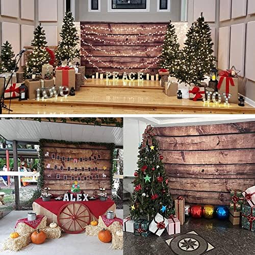 Wood Backdrop for Photography 10x10ft LFEEY Rustic Brown Wooden Photo Backdrop Vintage Old Wooden Board Photoshoot Backdrop Wood Plank Birthday Party Baby Shower Wedding Background Studio Props Vinyl - Image 6