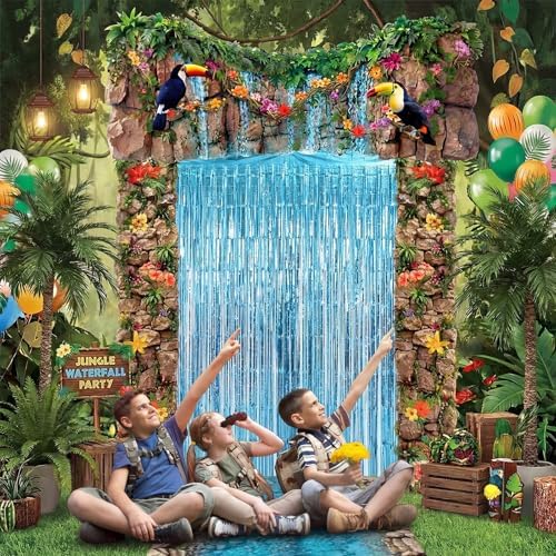 VitalCozy 7pcs Jungle Party Decorations Rainforest Door Backdrop - Image 5