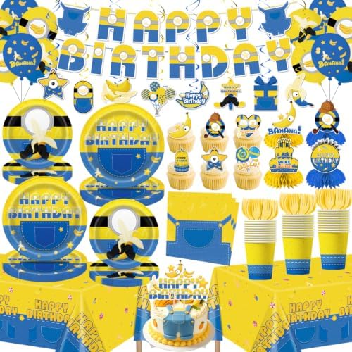 140pcs Birthday Party Decorations Banana Theme Tableware Set for 20 Guests by LANFUBEISIPARTYSUPPLIES
