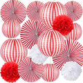 Hortsun 16 Pcs Red and White, Halloween Carnival Circus Party, 8/12/16 Inch by Hortsun