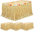 Fovths 4Pcs Luau Grass Table Skirt, Straw Yellow, 9 Feet x 29.5 Inch by Fovths