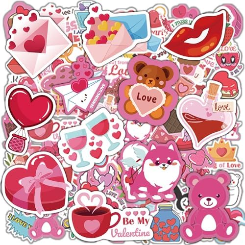 OHOME Valentines Stickers - 100 PCS Heart Stickers for Kids Classroom School - Valentines Day Crafts Gifts Treats Decor Cards Scrapbooking Decorations Supplies - Valentine's Party Favors by OHOME