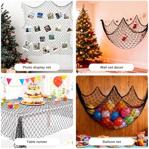 Fish Net Decorations for Party, Black Fishing Nets Pirate Halloween Decor - Image 5