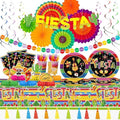 DMIGHT 101PCS Fiesta Party Supplies Set – Plates, Napkins, Fiesta Paper Fans, Banner, Tablecloth, Honeycomb Centerpieces – Perfect for Cinco de Mayo, Mexican Fiesta, and Fiesta Party Decorations by DMIGHT