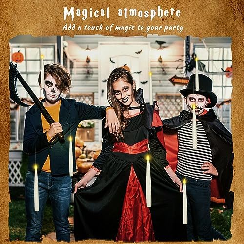 Boribim 20PCS Floating Candles with Wand, Magic Hanging Candles, Flickering Warm Light LED Taper Flameless Candles with Wand Remote, Battery Operated Window Candle for Halloween Decorations Best Gift - Image 3