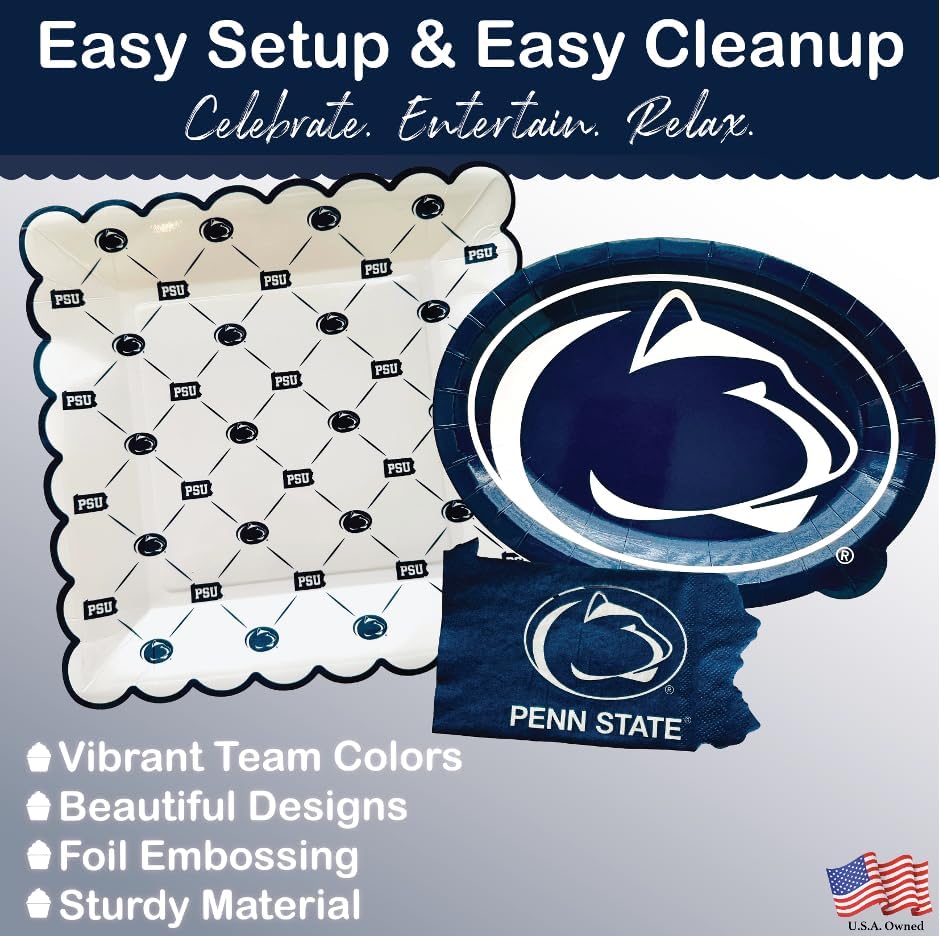 Penn State Party Supplies, Graduation Decorations, Plates & Napkins 37 Pcs - Image 3