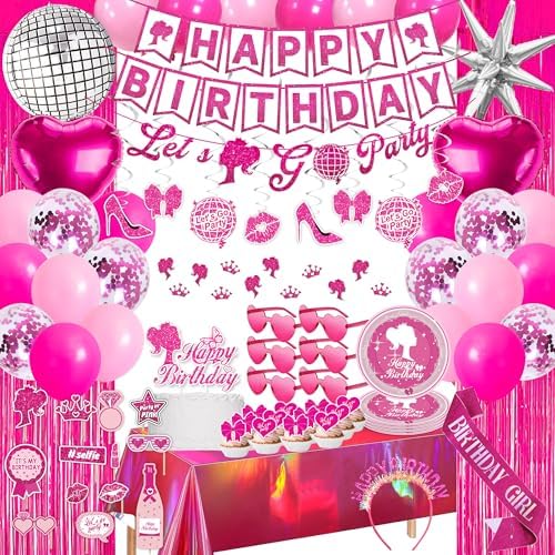99-Piece Hot Pink Birthday Party Decorations for Women by Unknown