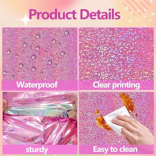 2 Pack Iridescent Pink and Green Glitter Tablecloth Party Decorations - Image 3