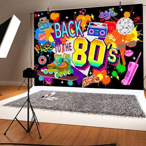 80s Background 10x6 FT Graffiti Back to The 80s Backdrop 1980s Birthday Party Decorations 90s Banner for Hip Hop Disco Glow Party Photography Props Supplies - Image 4