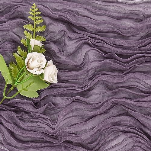 Grape 10FT Cheesecloth Table Runner Boho Gauze Fabric Table Runner Rustic Sheer Runner for Wedding Bridal Baby Shower Birthday Party Boho Table Decor（1 Pack Grape） - Image 5