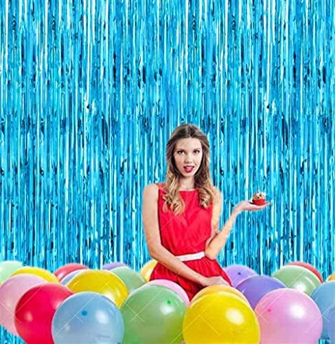 2 Pcs 3.2ft×8.2ft Blue Foil Fringe Curtain Photo Booth Backdrop Ocean Blue Party Streamers for Birthday Wedding Holiday Bridal Shower Baby Shower Bachelorette Party Decorations - Image 4