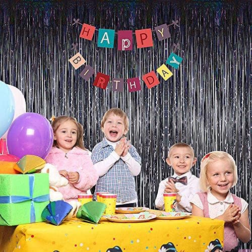 3 Pack Fringe Curtains Party Decorations,Tinsel Backdrop Curtains for Parties,Photo Booth Wedding Graduations Birthday Christmas Event Party Supplies (Black) - Image 3