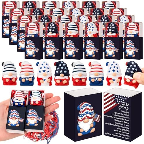 24 Sets Patriotic Gnome Gifts Veterans Day Party Favors Desk Decor Figures by Wettarn