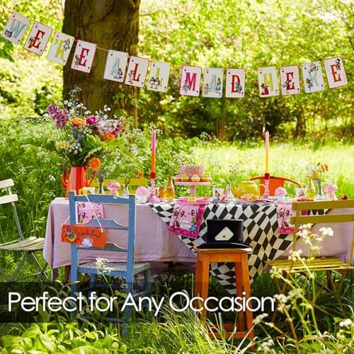 Talking Tables Black & White Alice in Wonderland Paper Table Cover | Disposable Tablecloth Party Supplies for Mad Hatter Tea Party, Onederland Birthday, Mother's Day Tableware, Weddings 71' x 47' - Image 4
