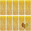 10 Pack Gold Backdrop Curtain 3.2ft x 8.2ft Metallic Tinsel Foil Fringe Curtains Photo Booth Background for Birthday Party Decoration Baby Shower Engagement Wedding Christmas Decoration (Gold) by Ohiyoo