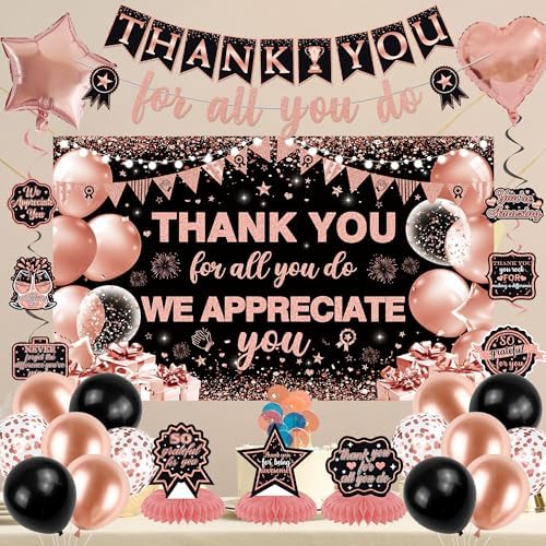 Vlipoeasn We Appreciate You Banner Decorations(Black Rose Gold) - Image 6