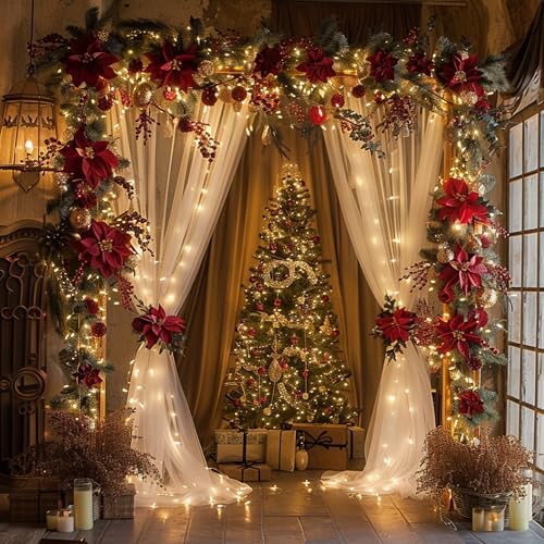 Tulle Backdrop Curtains with Lights Sheer White Curtain Backdrop 30x8ft - Image 6