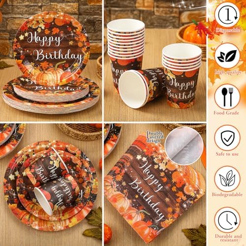 168 Fall Birthday Party Favors Pumpkin Tableware Set Serves 24 - Image 3