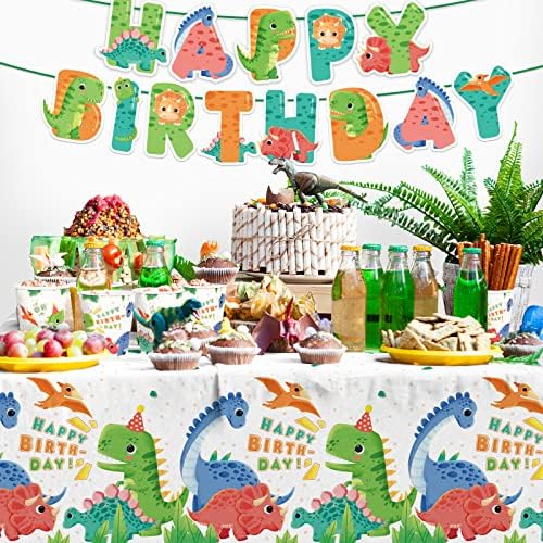 Dinosaur Birthday Party Supplies Disposable Paper Plates Napkins Cups Tablecloth and Banner for Dinosaur Party Decorations Serve 25 - Image 6