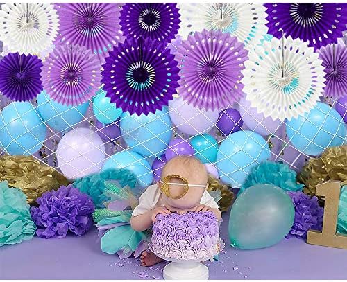 BEISHIDA Honeycomb Round Paper Fans Purple White Hanging Party Decoration - Image 6