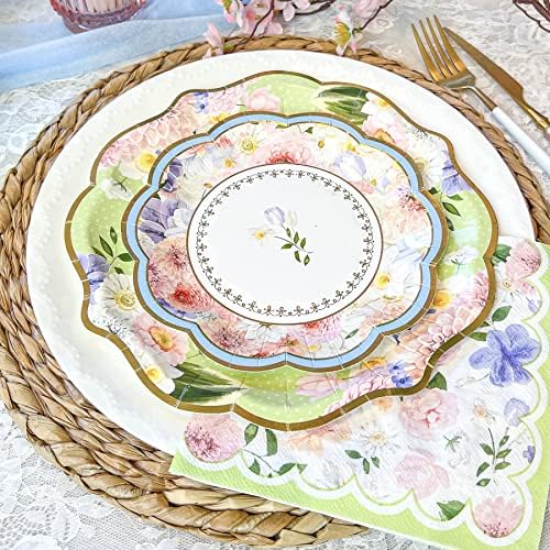 Kate Aspen Tea Party Decorations, Colorful Pastel Plates And Napkins Garden Party Supplies for Adults Bridal Showers, Baby Shower Decorations, Birthdays, 62 Pc, 16 Guests - Image 4