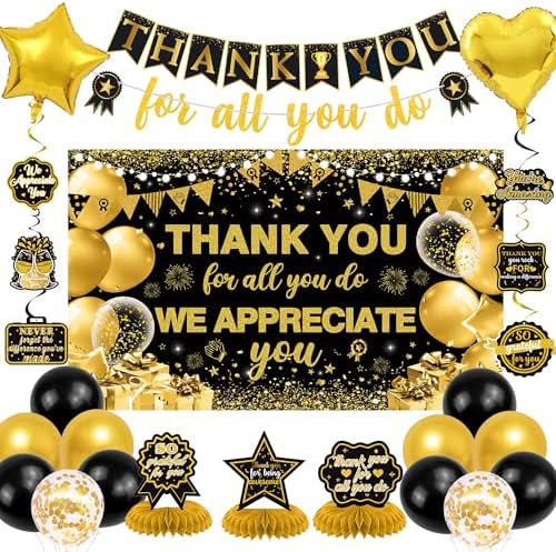 Vlipoeasn We Appreciate You Banner Decorations(Black Gold) by Vlipoeasn